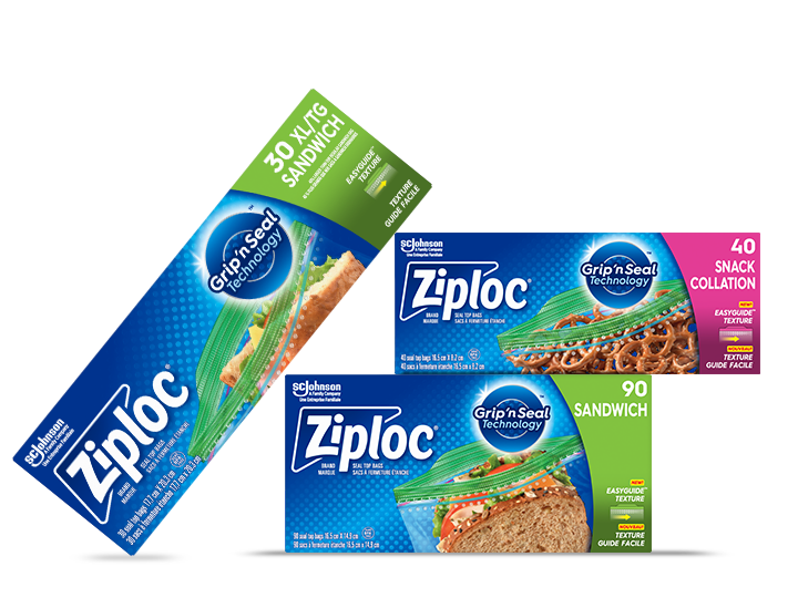 Three Ziploc Sandwich & Snack bag boxes